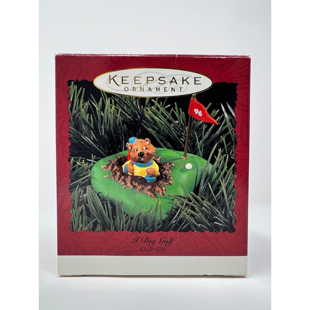 Hallmark Ornament I Dig Golf Green Excellent 1996 Gopher Clip QX5891 Clip On